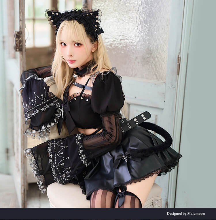 即日発送】レザースタッズクロスキャット 《ハロウィンコスプレ11点