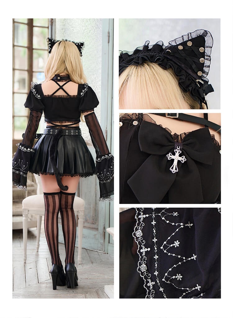 即日発送】レザースタッズクロスキャット 《ハロウィンコスプレ11点