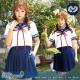 【Lサイズは即日発送】JK制服/半袖セーラー服女子高生（ネイビー/ホワイト)赤紐リボン《ハロウィンコスプレ3点セット》【Malymoon/マリームーン】【M2061】|女子高生・制服(school-u