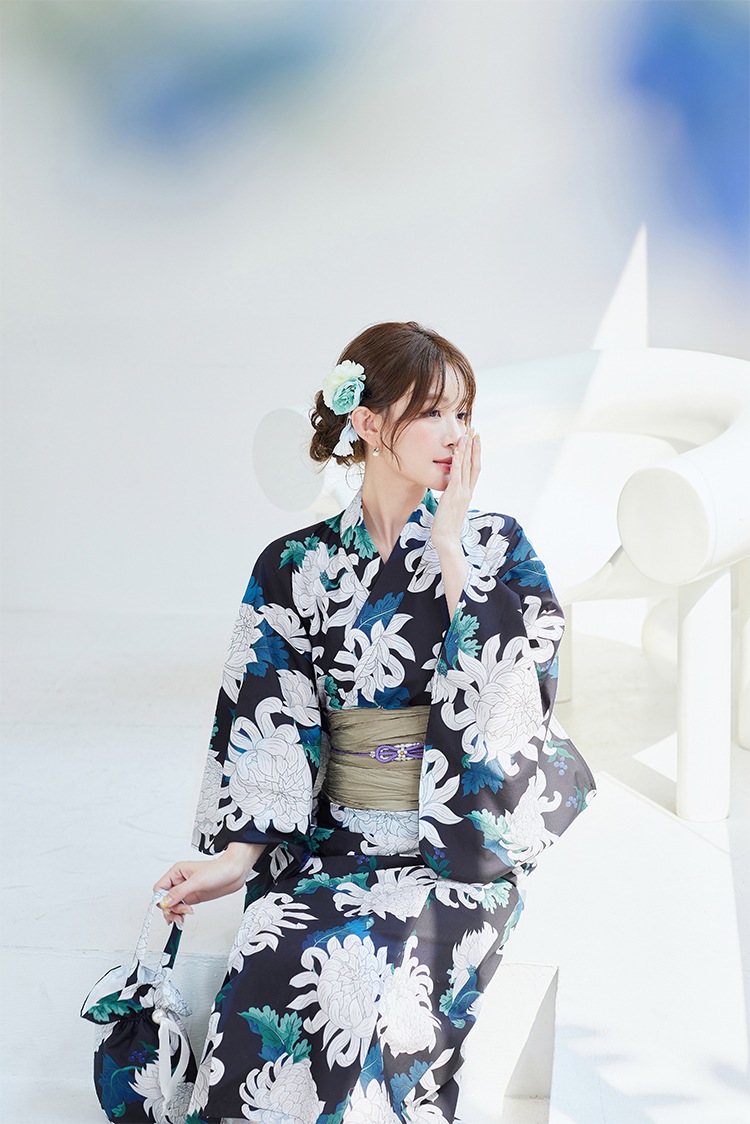 【2～3営業日で発送】サマーリーフフラワー2way浴衣《浴衣4点セット》【Malymoon/マリームーン】【YK2510319】