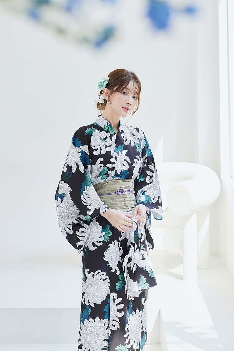 【2～3営業日で発送】サマーリーフフラワー2way浴衣《浴衣4点セット》【Malymoon/マリームーン】【YK2510319】