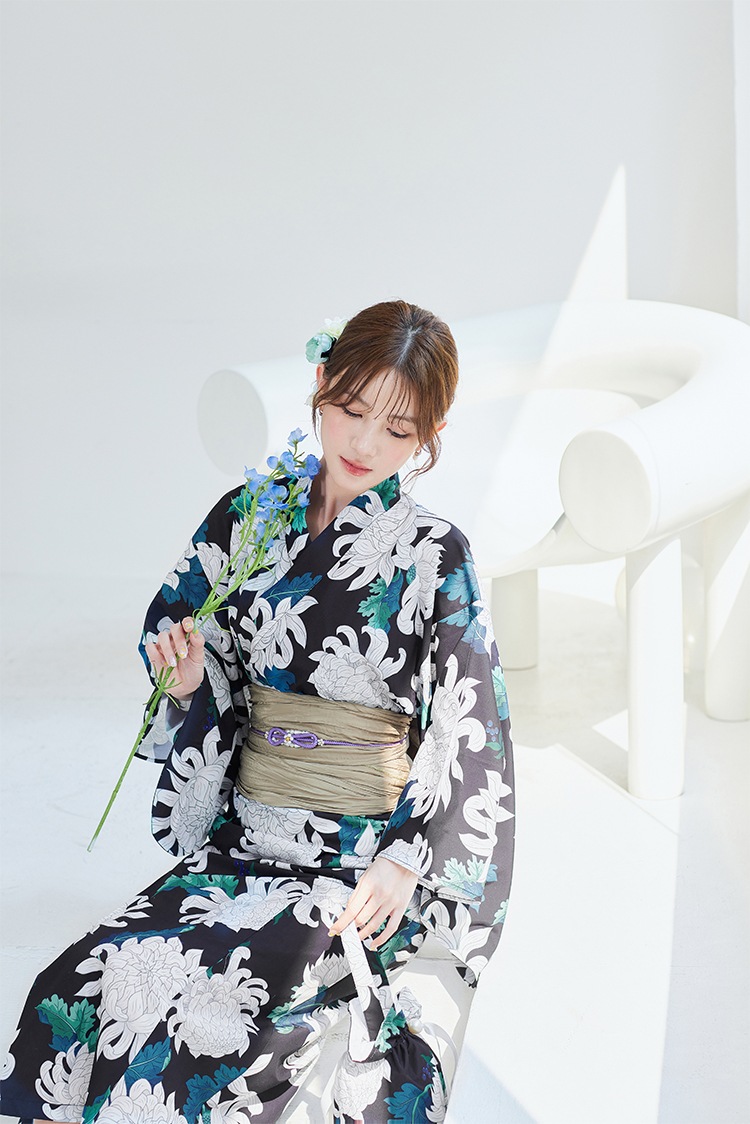 【2～3営業日で発送】サマーリーフフラワー2way浴衣《浴衣4点セット》【Malymoon/マリームーン】【YK2510319】