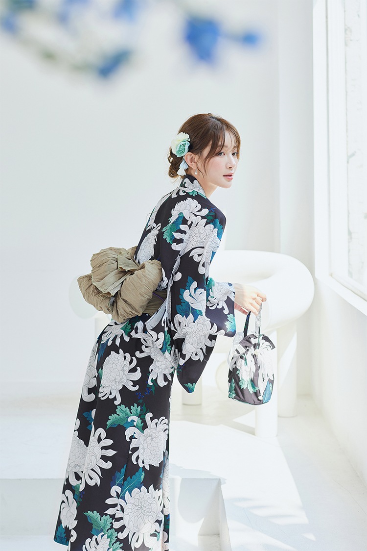 【2～3営業日で発送】サマーリーフフラワー2way浴衣《浴衣4点セット》【Malymoon/マリームーン】【YK2510319】