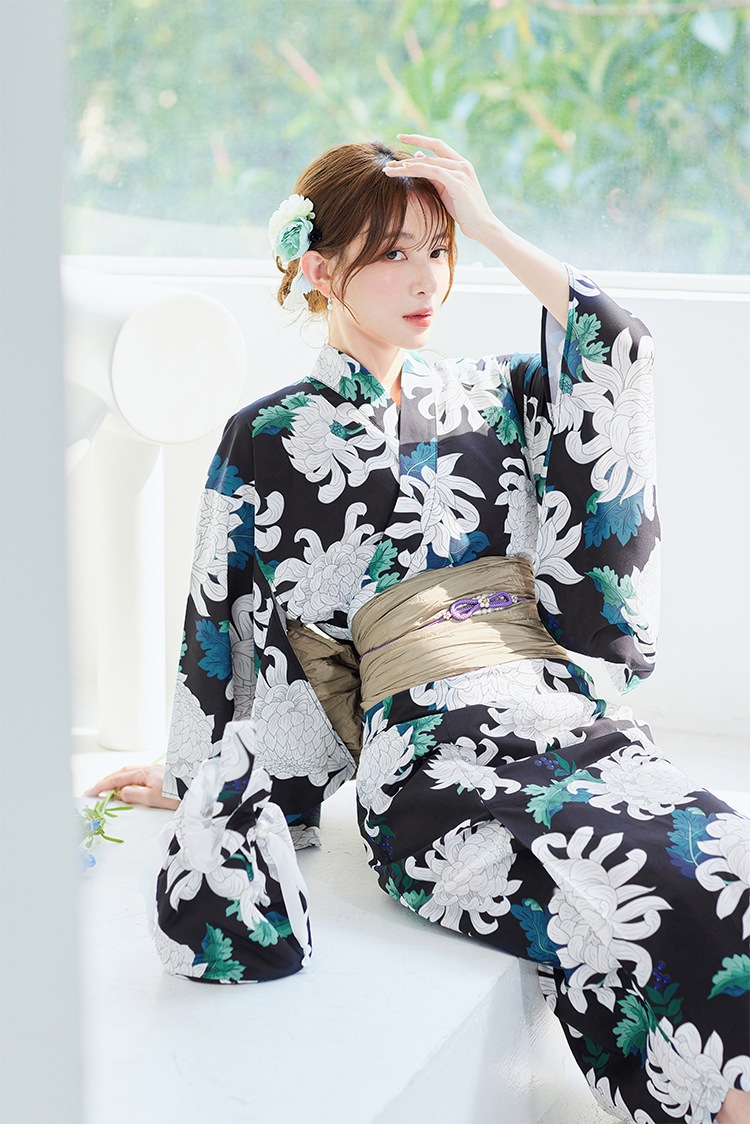 【2～3営業日で発送】サマーリーフフラワー2way浴衣《浴衣4点セット》【Malymoon/マリームーン】【YK2510319】