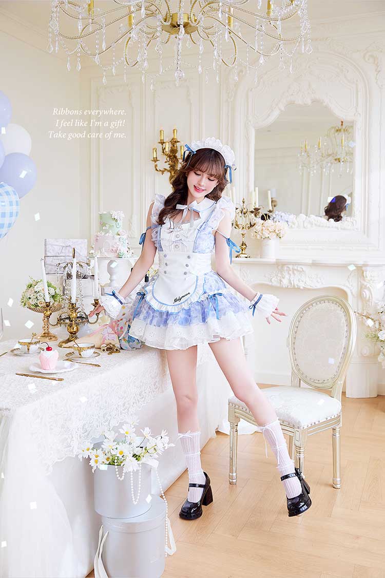 即日発送】シフォンフリルブロッサムメイド《オリジナルコスプレ7点