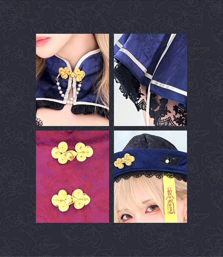 【即日発送】ブルーローズキョンシー《ハロウィンコスプレ7点セット》【Malymoon/マリームーン】【CS26080】