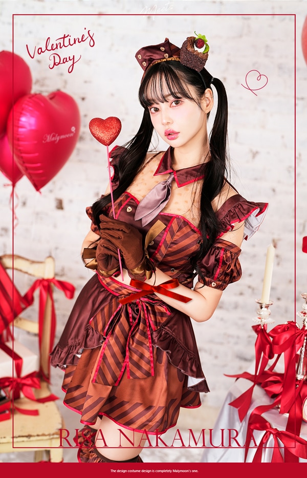 【即日発送】【中村里砂着用】ストライプチョコケーキメイド《ハロウィンコスプレ8点セット》【Malymoon/マリームーン】【9923】