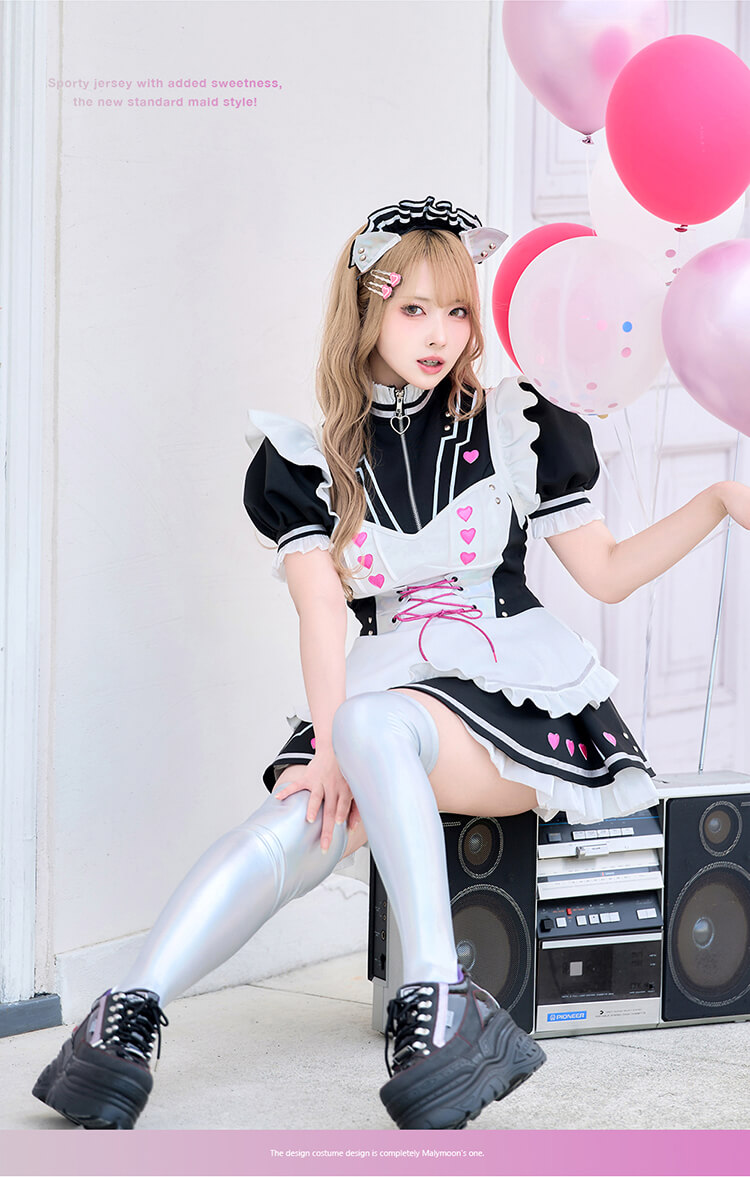 【即日発送】スパークハートサイバーメイド《ハロウィンコスプレ7点セット》【Malymoon/マリームーン】【CS25004】