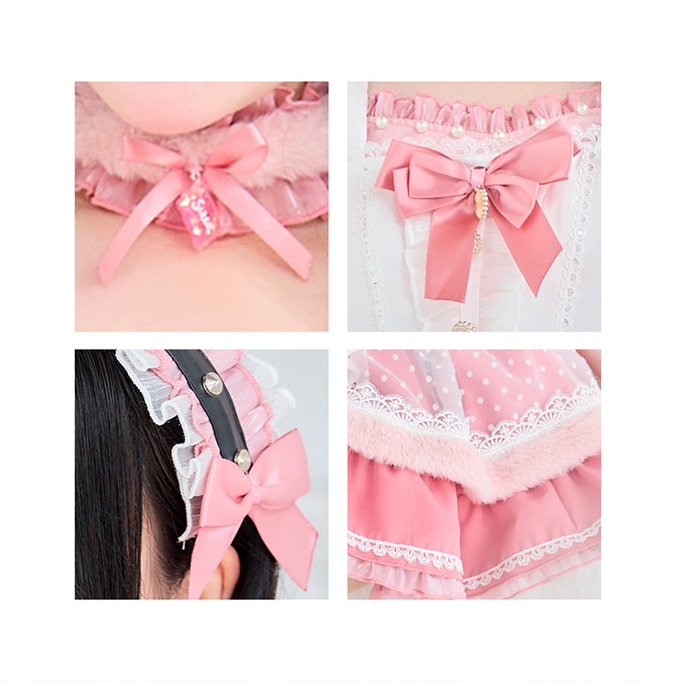 【予約-11月中旬頃より順次発送予定】【Mumei着用】シュガードットシフォンピンクメイド《オリジナルコスプレ10点セット》【Malymoon/マリームーン】【CS25126】