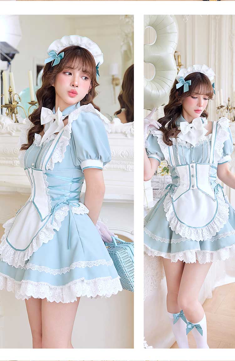 【即日発送】アンティークレースブランシュメイド《オリジナルコスプレ8点セット》【Malymoon/マリームーン】【CS25191】