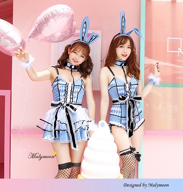即日発送 水色トランプバニーガール2タイプ ハロウィンコスプレ7 8点セット Malymoon マリームーン 2236 03 オリジナルコスチューム Original Design Costume バニーガール Bunny Girl Malymoon マリームーン オフィシャルウェブストア