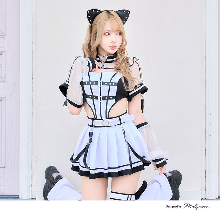 【即日発送】..天使界隈..サイドカットシアージャージキャット《ハロウィンコスプレ9点セット》【Malymoon/マリームーン】【CS25105】