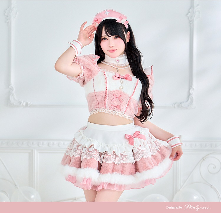 【即日発送】【Mumei着用】コットンピンクふわもこメルティナース《オリジナルコスプレ9点セット》【Malymoon/マリームーン】【CS25127】
