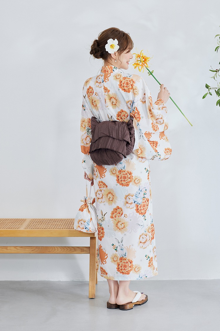 【2～3営業日で発送】メルヘンバニー橙花2way浴衣《浴衣4点セット》【Malymoon/マリームーン】【YK2510322】