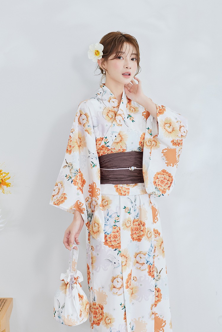 2～3営業日で発送】メルヘンバニー橙花2way浴衣《浴衣4点セット