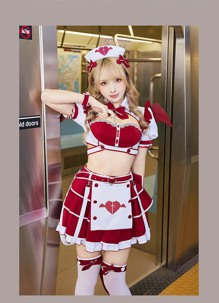【即日発送】スイートトラップサキュバスナース《ハロウィンコスプレ12点セット》【Malymoon/マリームーン】【10263】
