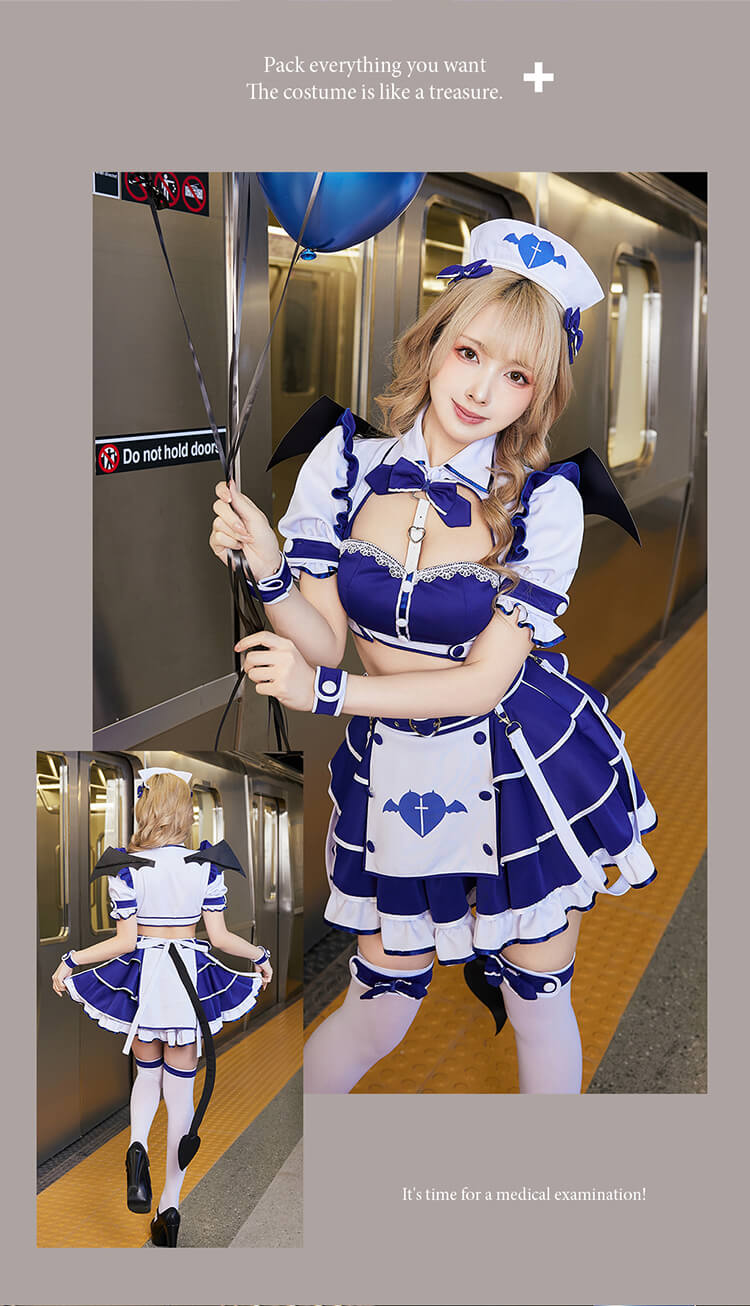 【即日発送】スイートトラップサキュバスナース《ハロウィンコスプレ12点セット》【Malymoon/マリームーン】【10263】