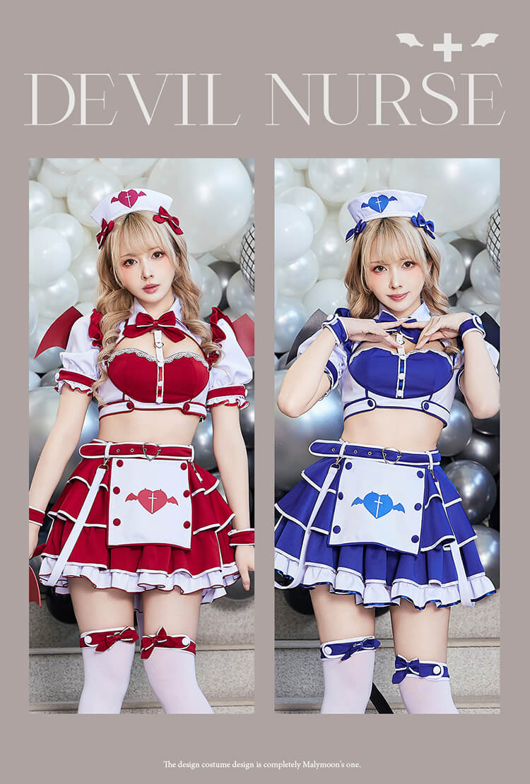 【即日発送】スイートトラップサキュバスナース《ハロウィンコスプレ12点セット》【Malymoon/マリームーン】【10263】