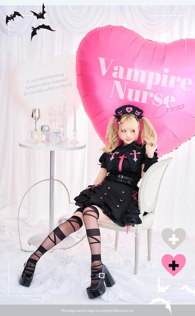 【予約】シルキークロスエッジヴァンパイアナース《オリジナルコスプレ8点セット》【Malymoon/マリームーン】【CS25202】