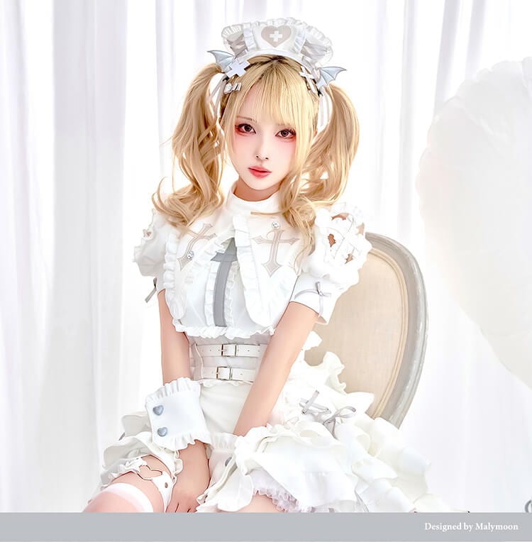 シルキークロスエッジヴァンパイアナース　ホワイトSMサイズ Malymoon 予約】シルキークロスエッジヴァンパイアナース《オリジナルコスプレ8