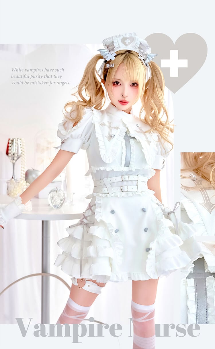 コスプレ Malymoon シルキークロスエッジヴァンパイアナース 白 予約】シルキークロスエッジヴァンパイアナース《オリジナルコスプレ8