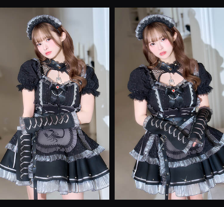 【即日発送】【藤咲凪着用】ダークスコーピオンメイド《ハロウィンコスプレ10点セット》【Malymoon/マリームーン】【CS26009】 