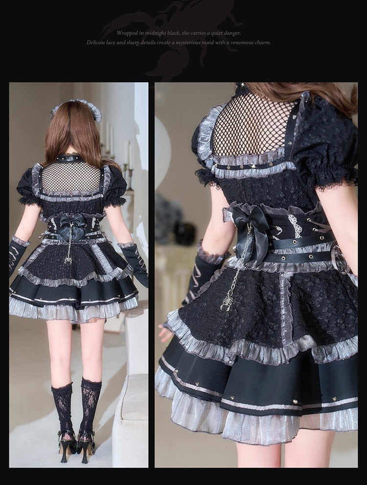 【即日発送】【藤咲凪着用】ダークスコーピオンメイド《ハロウィンコスプレ10点セット》【Malymoon/マリームーン】【CS26009】 