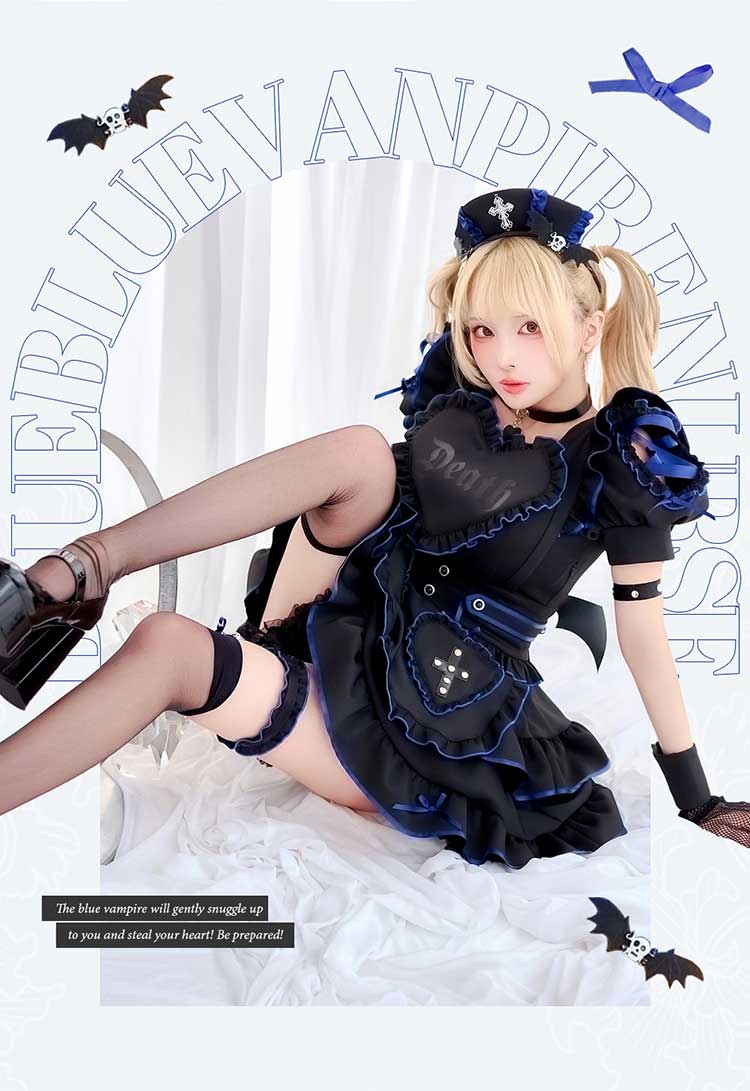 【予約-6月中旬頃より順次発送予定】ハートヴァンパイアナース《オリジナルコスプレ14点セット》【Malymoon/マリームーン】【CS25207】