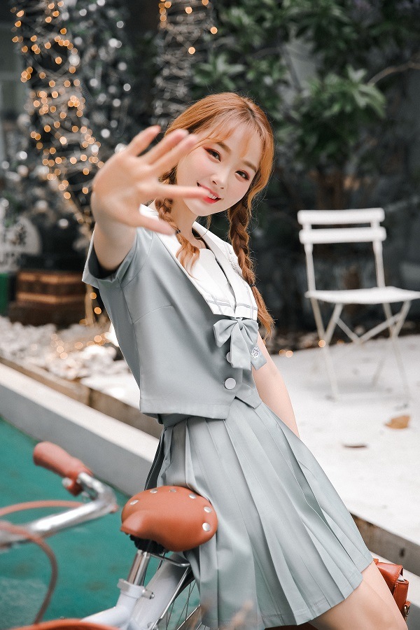 【Mサイズのみ即日発送】JK制服/半袖セーラー服女子高生《ハロウィンコスプレ3点セット》【Malymoon/マリームーン】【6751】