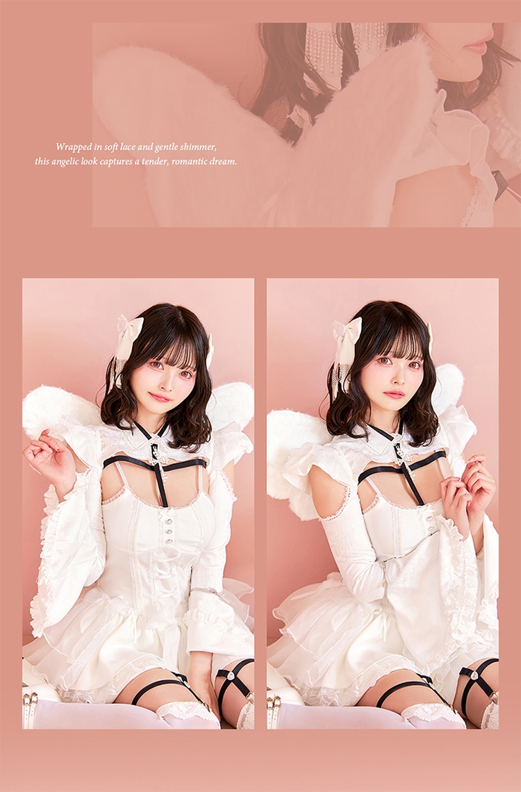 【即日発送】【すずらコラボ】ホワイトワルツハーネスエンジェル《ハロウィンコスプレ7点セット》【Malymoon/マリームーン】【CS25122】