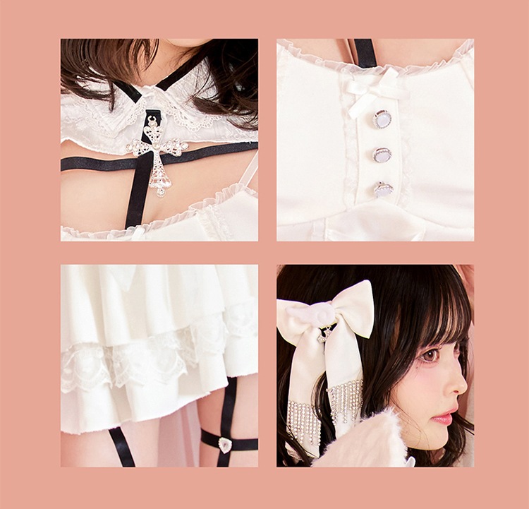 【即日発送】【すずらコラボ】ホワイトワルツハーネスエンジェル《ハロウィンコスプレ7点セット》【Malymoon/マリームーン】【CS25122】