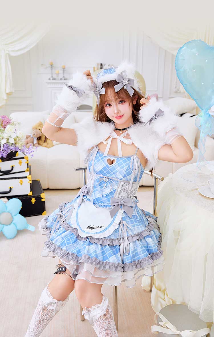 即日発送】ハニーベアチェックメイド《オリジナルコスプレ10点セット