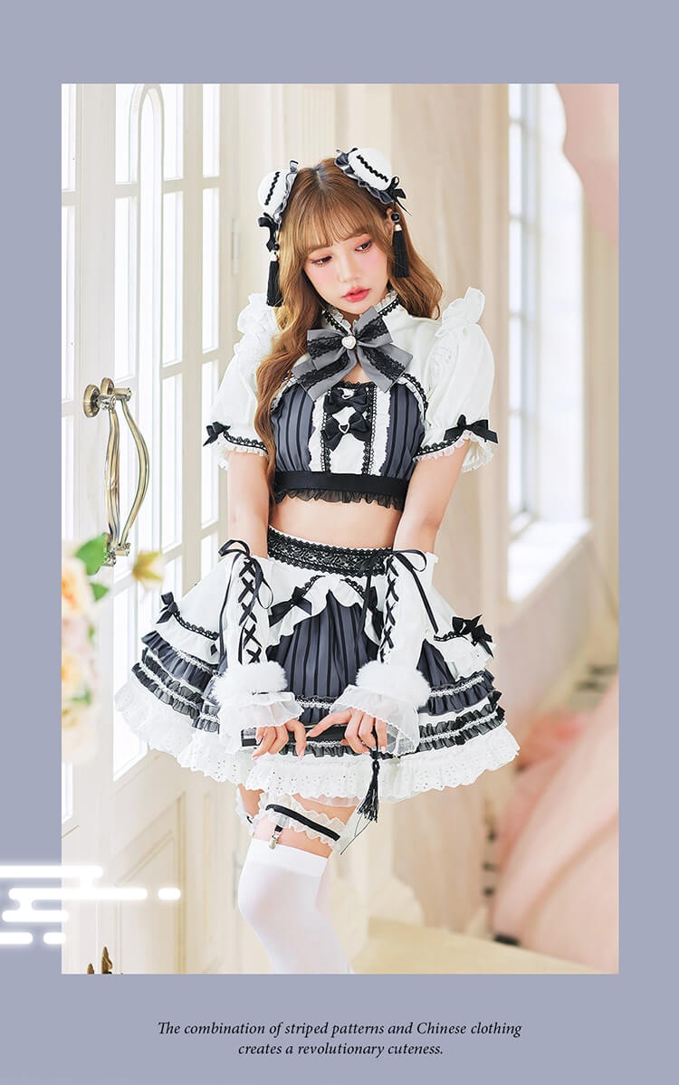サイバーラインストリートメイド malymoon 予約-10月20日頃より順次発送予定】ストライプヴェールチャイナ