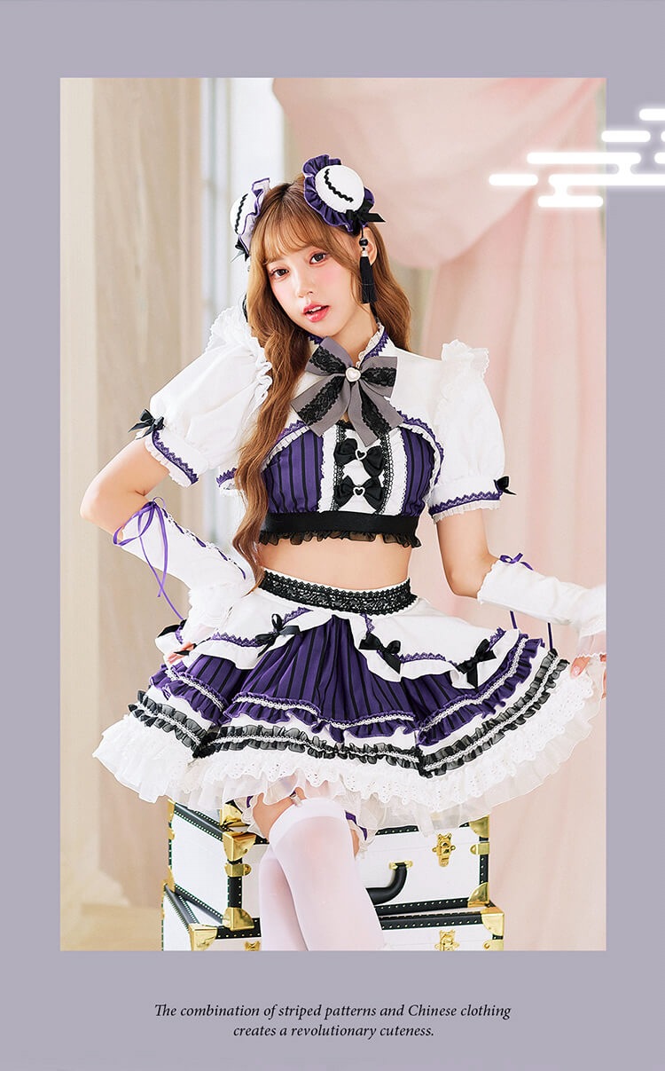 【予約-10月20日頃より順次発送予定】ストライプヴェールチャイナ《ハロウィンコスプレ13点セット》【Malymoon/マリームーン】【CS26133】