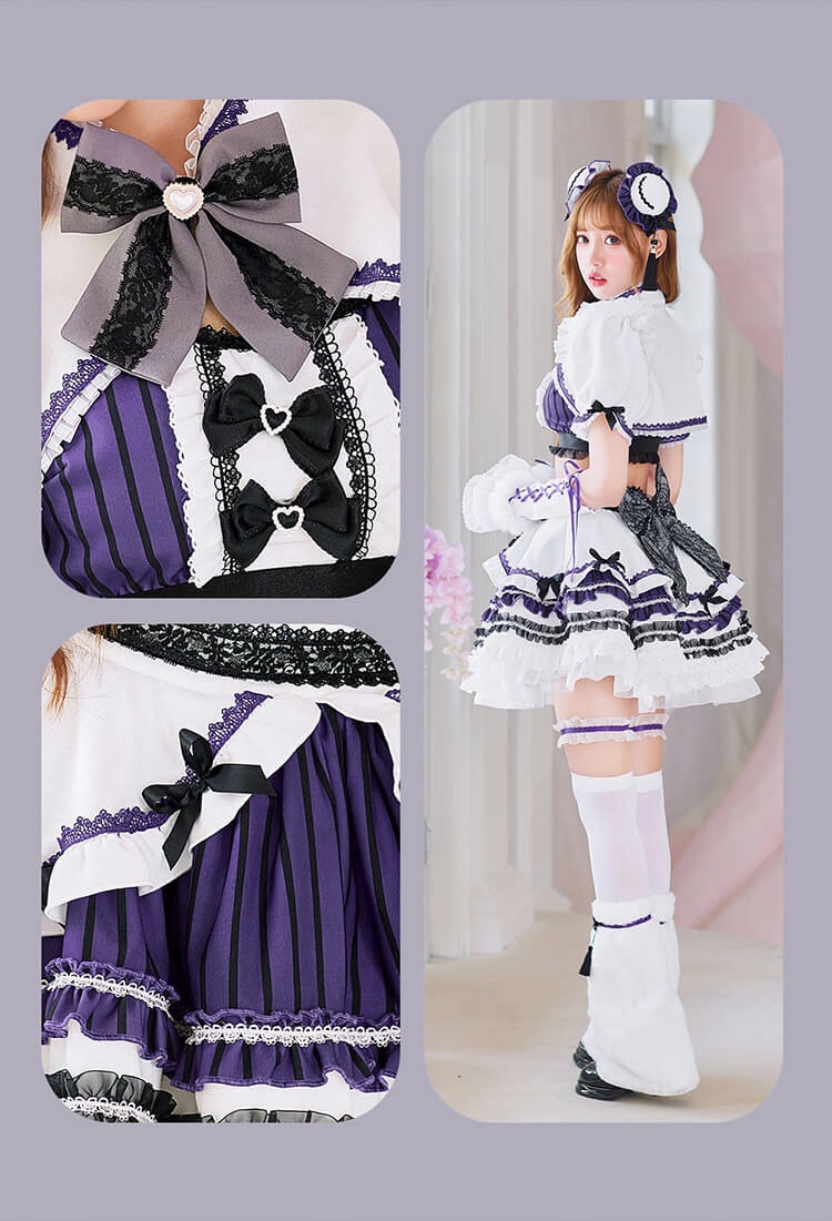 【予約-10月20日頃より順次発送予定】ストライプヴェールチャイナ《ハロウィンコスプレ13点セット》【Malymoon/マリームーン】【CS26133】