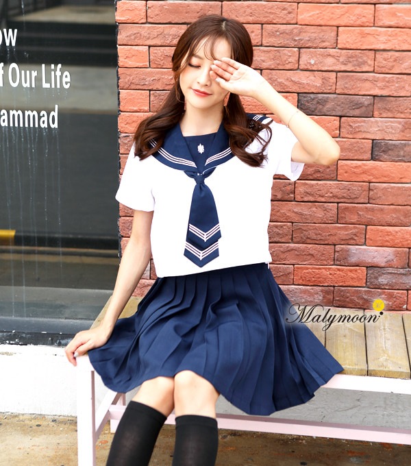 【odr】JK制服/半袖セーラー服女子高生《ハロウィンコスプレ3点セット》【Malymoon/マリームーン】【odr9010】