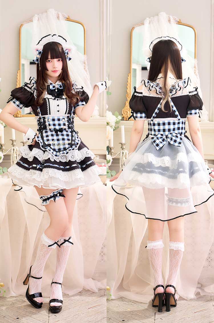 予約】【きゅるりんってしてみて着用】ラブポップギンガムキティメイド