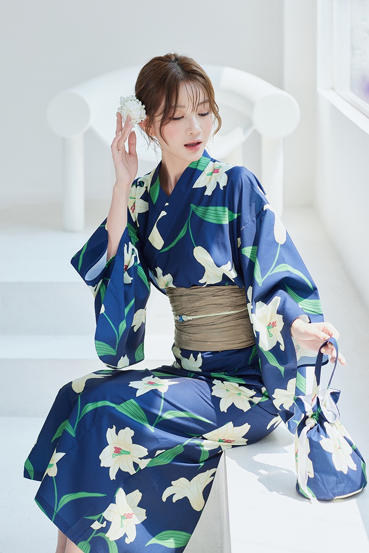 【2～3営業日で発送】白百合ヒロイン藍色2way浴衣《浴衣4点セット》【Malymoon/マリームーン】【YK2510326】