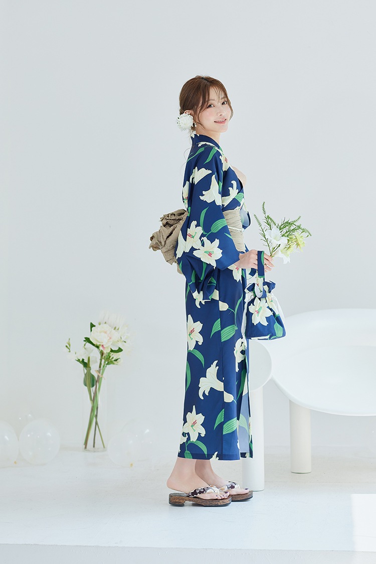 【2～3営業日で発送】白百合ヒロイン藍色2way浴衣《浴衣4点セット》【Malymoon/マリームーン】【YK2510326】