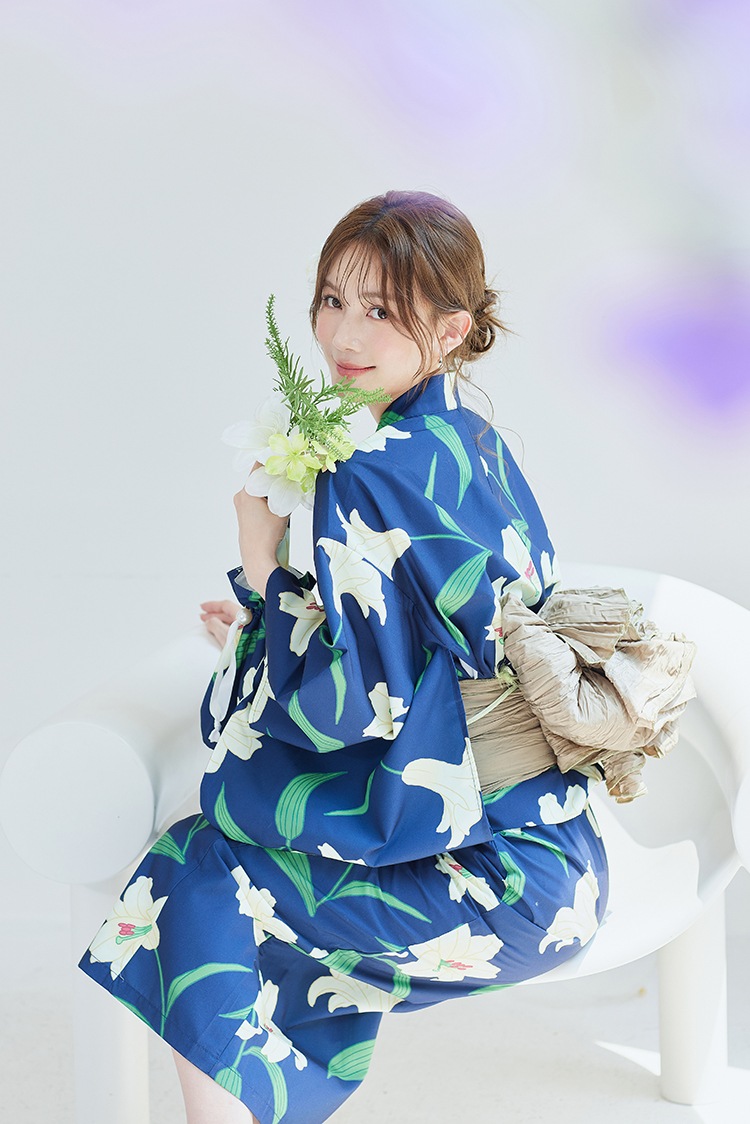 【2～3営業日で発送】白百合ヒロイン藍色2way浴衣《浴衣4点セット》【Malymoon/マリームーン】【YK2510326】