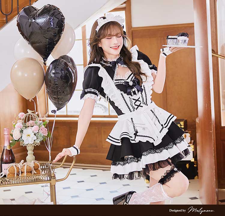 予約-2月中旬頃より順次発送予定】リボンドレープブラックメイド