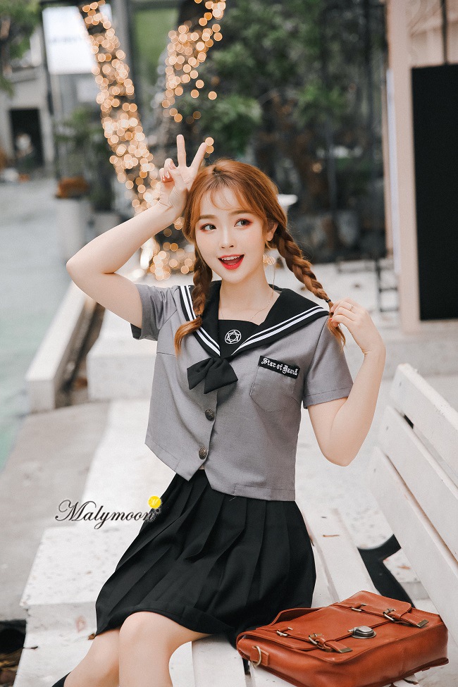 【Mサイズのみ即納】JK制服/半袖セーラー服女子高生《ハロウィンコスプレ3点セット》【Malymoon/マリームーン】【odr6754】