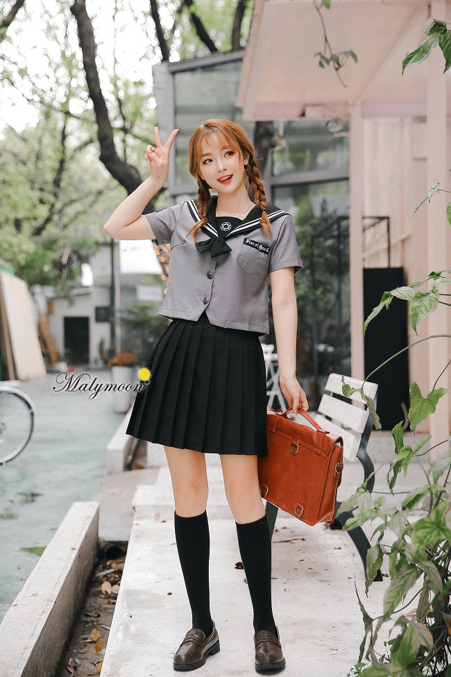 【Mサイズのみ即納】JK制服/半袖セーラー服女子高生《ハロウィンコスプレ3点セット》【Malymoon/マリームーン】【odr6754】