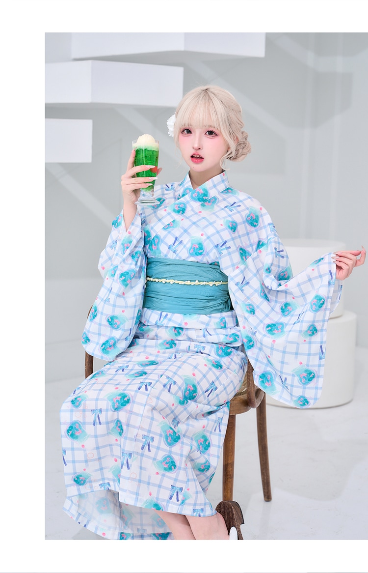 即日発送】【Ten着用】夏色チェッククリームソーダ2way浴衣