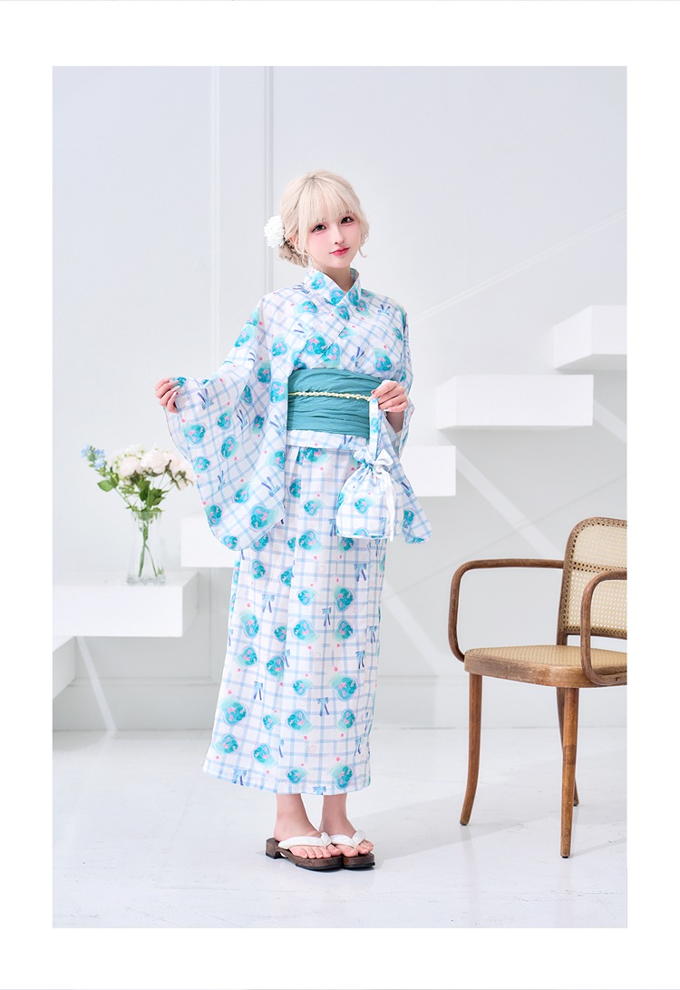 【2～3営業日で発送】【Ten着用】夏色チェッククリームソーダ2way浴衣《浴衣4点セット》【Malymoon/マリームーン】【YK2510301-s】