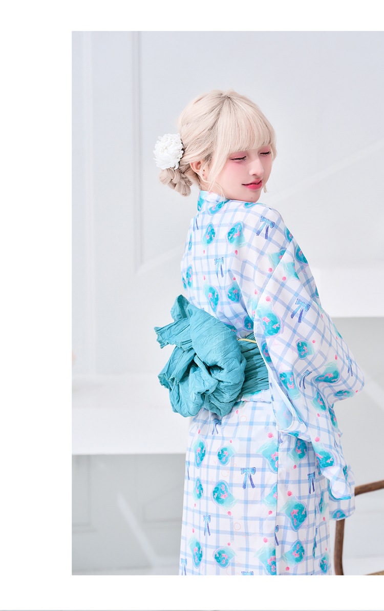 【2～3営業日で発送】【Ten着用】夏色チェッククリームソーダ2way浴衣《浴衣4点セット》【Malymoon/マリームーン】【YK2510301-s】