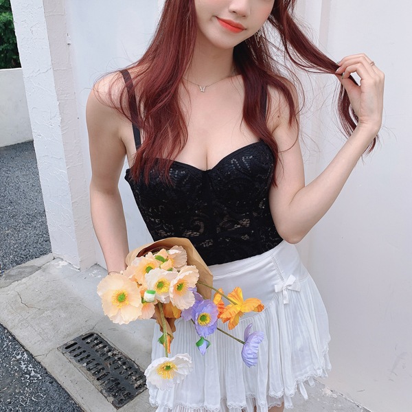 【ネコポス送料220円】【即日発送】レースブラトップブラック《おしゃれインナー》【Malymoon/マリームーン】【n053-2】