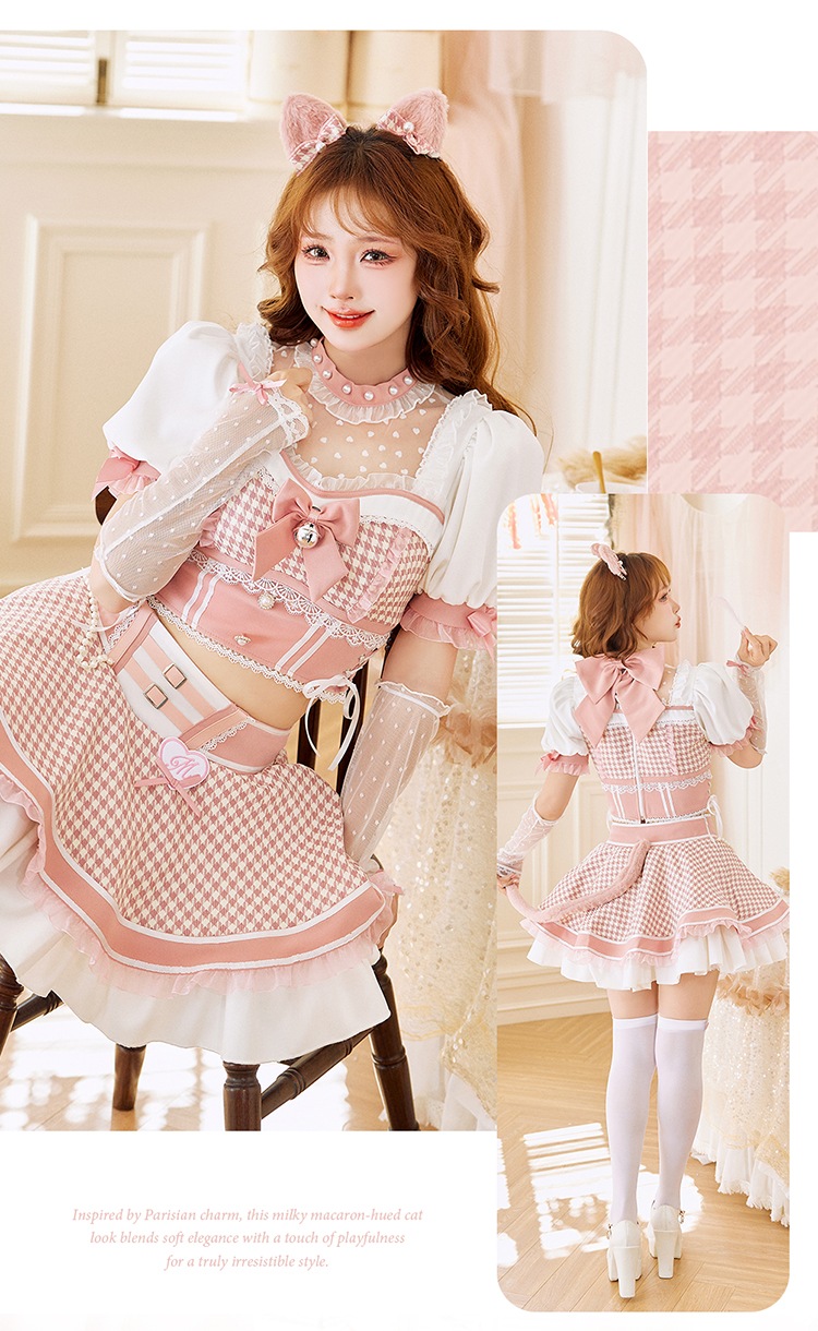 【即日発送】【姫宮まほれコラボ】ミルキーマカロンフレンチキャット《ハロウィンコスプレ8点セット》【Malymoon/マリームーン】【CS25016】