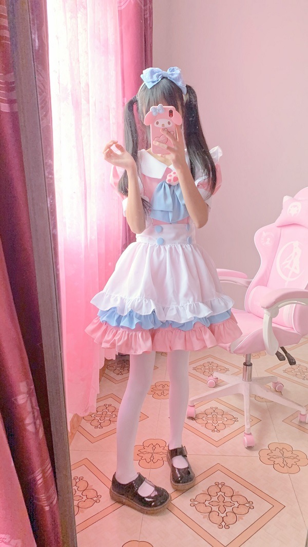 【取り寄せ】【レビュー投稿で白ニーハイプレゼント】完全受注オーダー高級メイド服2カラー《かわいいコスプレ5点セット》【odr8110】