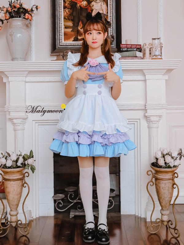 【取り寄せ】【レビュー投稿で白ニーハイプレゼント】完全受注オーダー高級メイド服2カラー《かわいいコスプレ5点セット》【odr8110】